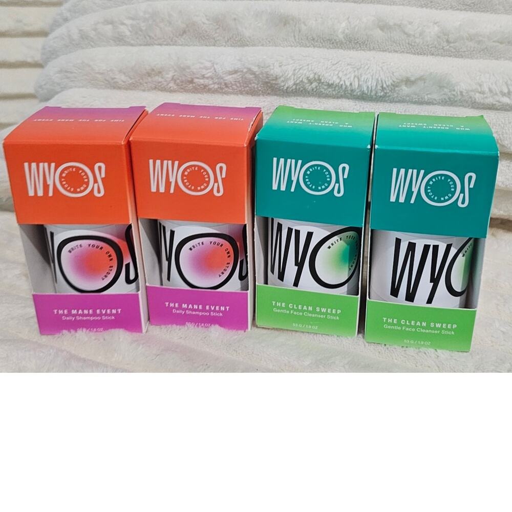 WYOS Clean Sweep and The Mane Event shampoo and cleanser New TSA friendly